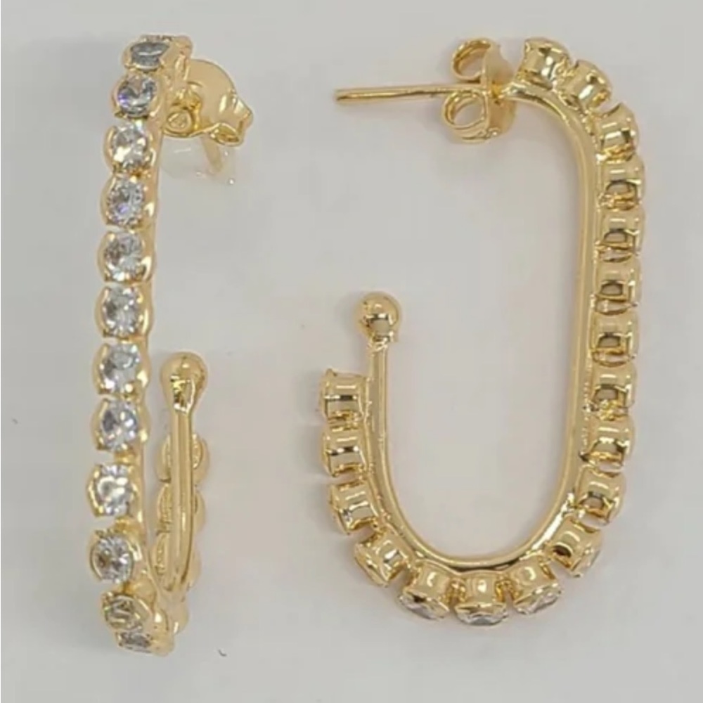 Square zirconia Hoops Gold filled